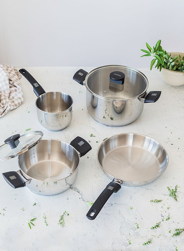 Monix Elite Κατσαρόλα Ρηχή από Ανοξείδωτο Ατσάλι με Γυάλινο Καπάκι 26cm